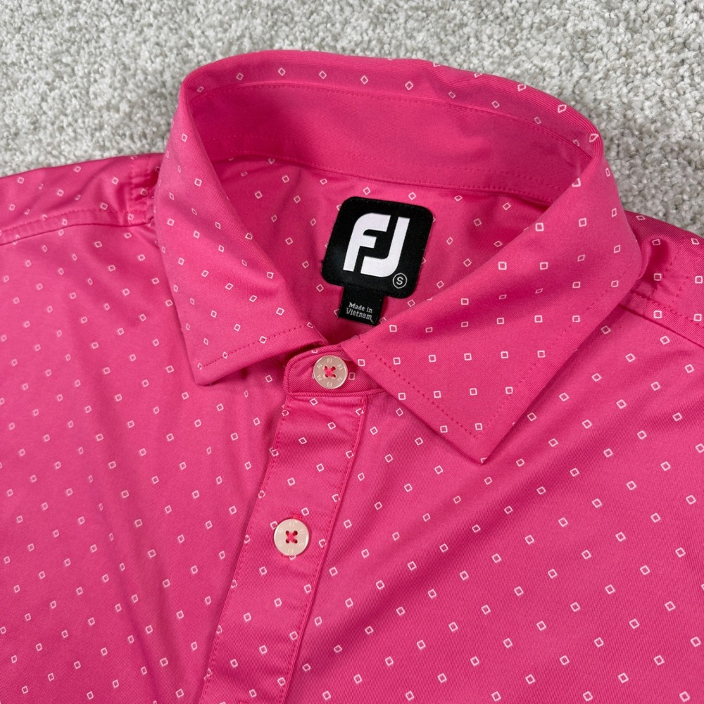 FootJoy Golf Polo Men Small Pink Espolon‎ Tequila Diamond Print Shirt